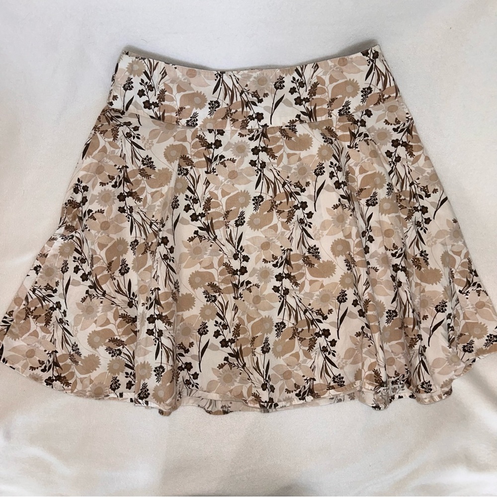 Austin Clothing Co. Floral Beige and Brown Cotton Skirt